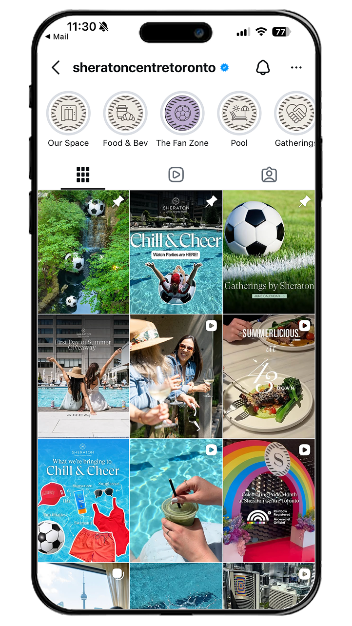 Sheraton Centre Toronto Instagram profile grid